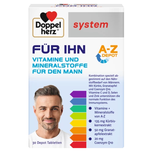 Abbildung der Produktverpackung Doppelherz system FÜR IHN Frontansicht